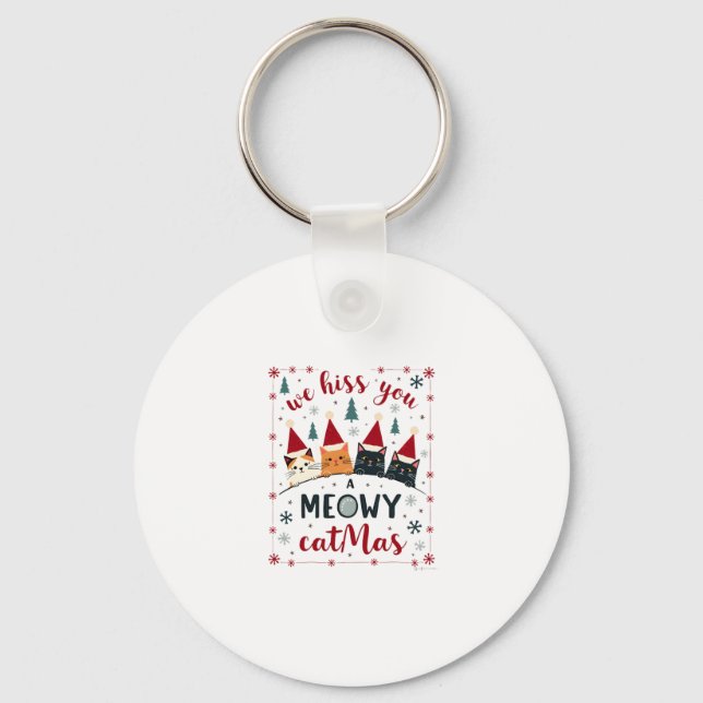 We Hiss You A Meowy Catmas Funny Cat Christmas Ugl Key Ring (Front)