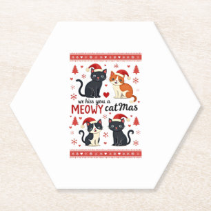 We Hiss You A Meowy Catmas Funny Cat Christmas Ugl Paper Coaster