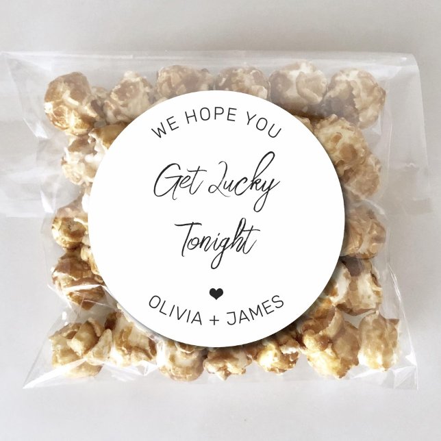 We Hope You Get Lucky Tonight Wedding Engagement Classic Round Sticker (Creator Uploaded)