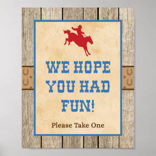 We Hope You Had Fun Cowboy Favour Sign