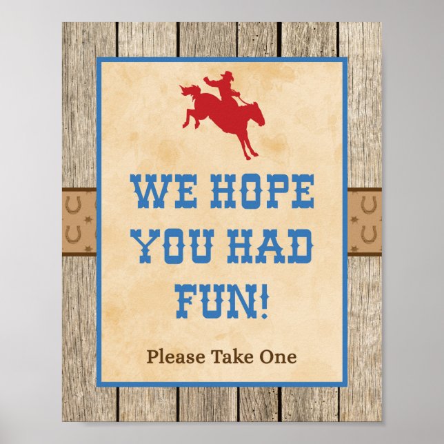 We Hope You Had Fun Cowboy Favour Sign (Front)