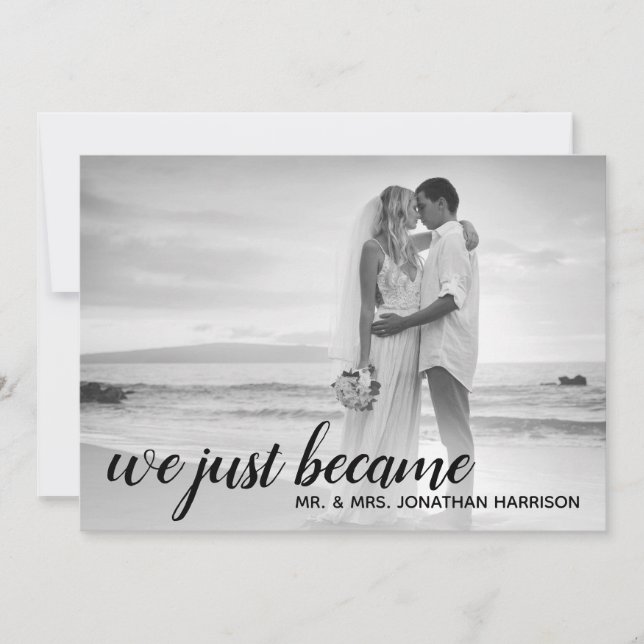 We Just Became Mr Mrs Photo Just Married Reception Invitation (Front)