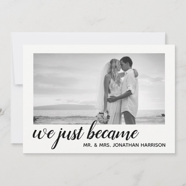 We Just Became Mr Mrs Photo Just Married Reception Invitation (Front)