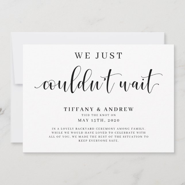 We Just Couldn't Wait Wedding Announcement (Front)