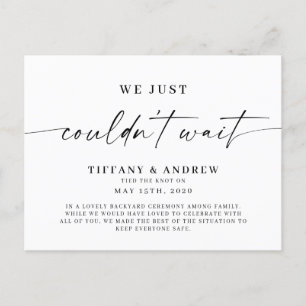 We Just Couldn't Wait Wedding Announcement Postcar