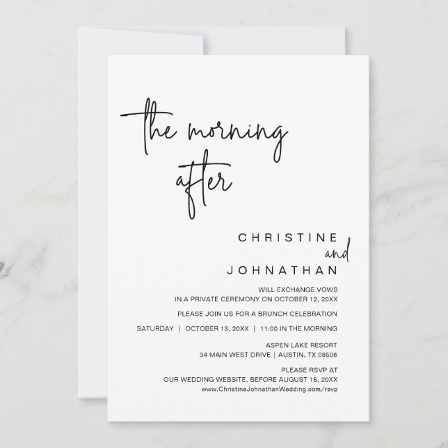 We just couldn't wait, Wedding Elopement Dinner In Invitation (Front)