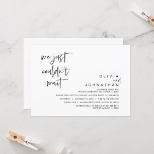 We just couldn't wait, Wedding Elopement Party Invitation