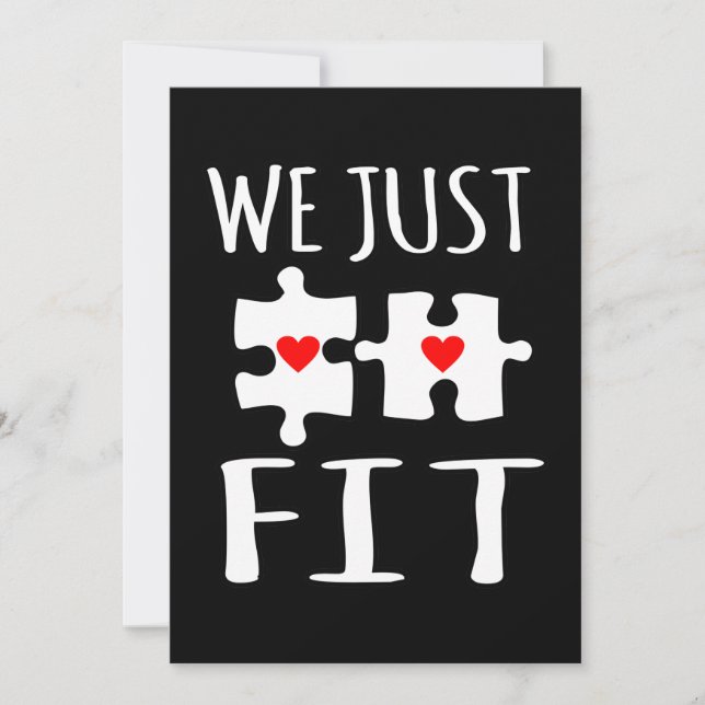 We Just Fit Valentine Romantic Valentines Day Coup Thank You Card (Front)