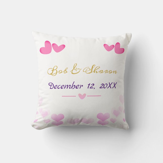 "We Just Got Married" Throw Pillows Wedding Gifts (Front)