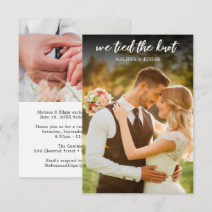 we just got married white wedding photo invitation