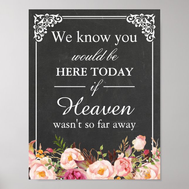 We Know You Would Be Here Remembrance Wedding Sign (Front)