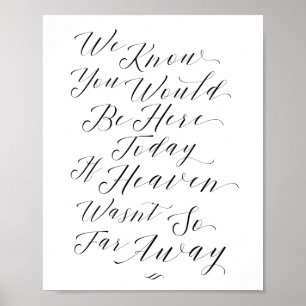 We Know You Would Be Here Script Memorial Sign