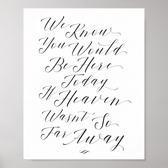 We Know You Would Be Here Script Memorial Sign (Front)