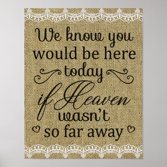 We know You Would Be Here Wedding Memorial Poster (Front)
