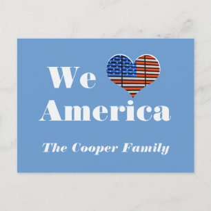 We Love America Custom Name Postcard