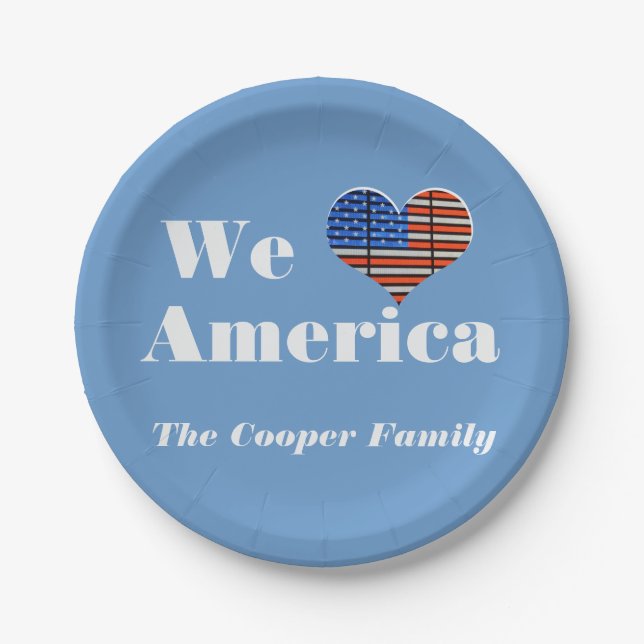 We Love America Paper Plate (Front)