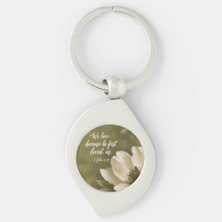 WE LOVE BECAUSE HE FIRST LOVED US | Wedding Gift Key Ring