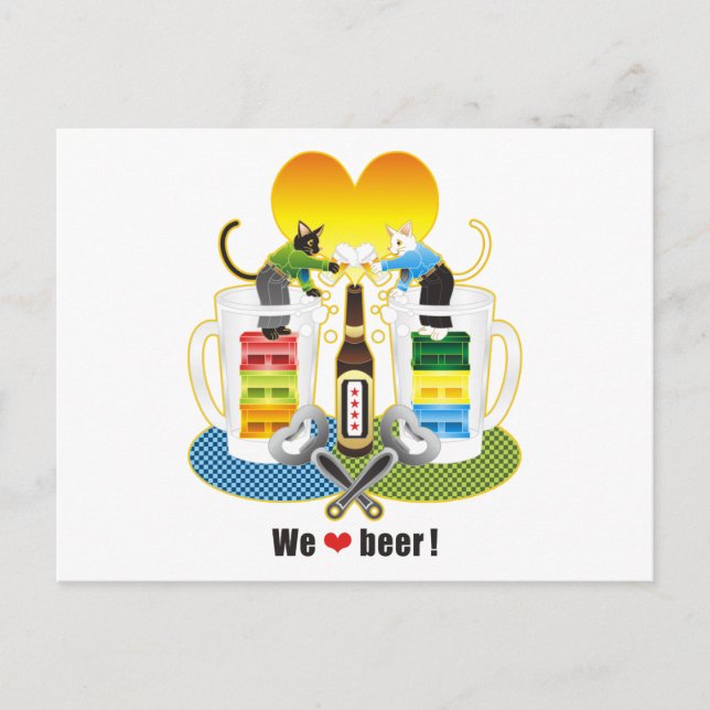 「We love beer!」カラフル（"We love beer!" Colourful） Postcard (Front)