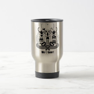 「We love beer!」モノクロ（"We love beer!" monochrome） Travel Mug