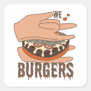 We Love Burgers - Burger Love - ASL ILY Obsession Square Sticker