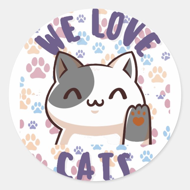 we love cats classic round sticker (Front)
