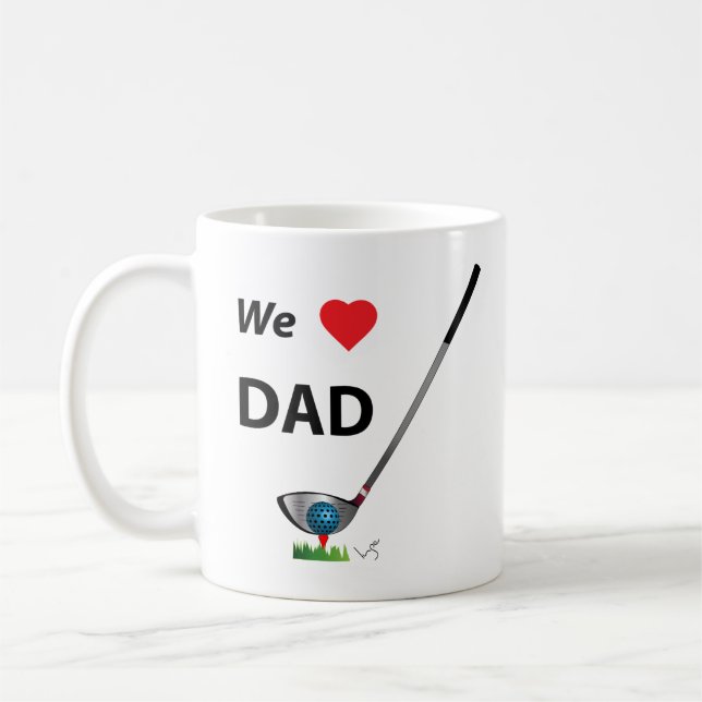 We love Dad, Best Golfing Dad, Golf Club, Cool Coffee Mug (Left)