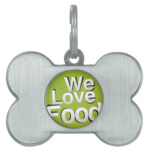 We Love Food: Hate Waste Green & White Aesthetic Pet Name Tag