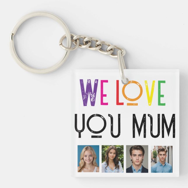 WE LOVE GIFT, EDIT ADD PHOTO TILE RAINBOW WE LOVE. KEY RING (Front)