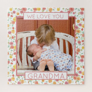We Love Grandma Flowers Photo Puzzle