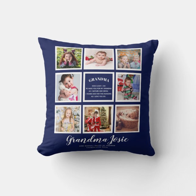 We Love Grandma Photo Collage Custom Branded Cushion (Front)