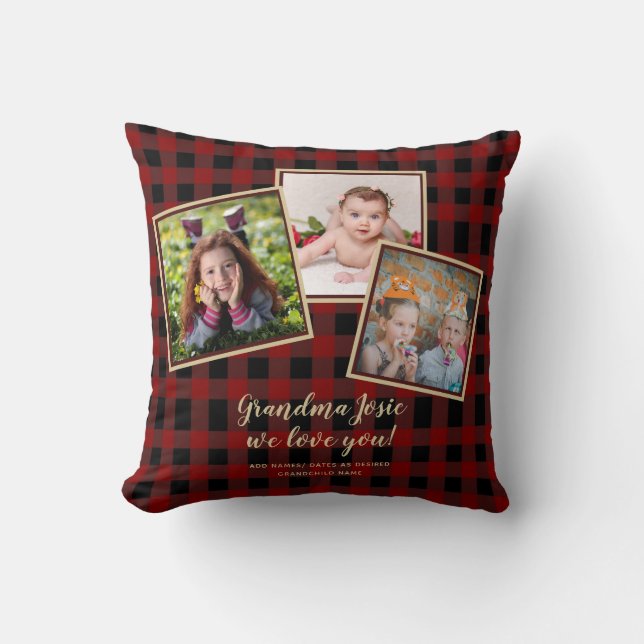 We Love Grandma Photo Collage Custom Branded Cushion (Front)