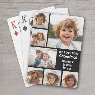 We Love Grandma - Photo Collage with 7 Photos Playing Cards
