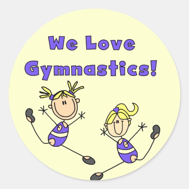 We Love Gymnastics Tshirts and Gifts Classic Round Sticker (Front)