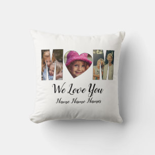 We Love Heart Mum Add Photos Names Text  Cushion