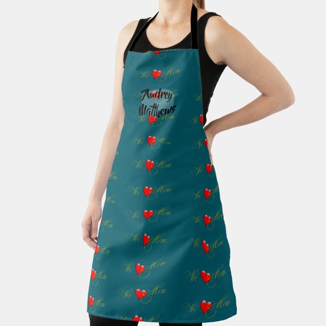 We love Mom pattern Personalize with Name Apron (Insitu)