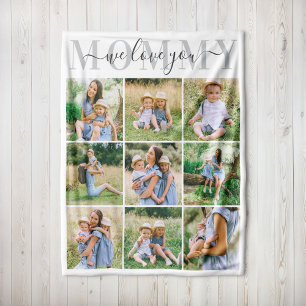 We Love Mummy Grey Mother's Day Photo Collage Fleece Blanket