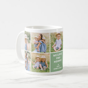 We Love Mummy Modern Green Photo Collage Coffee Mug