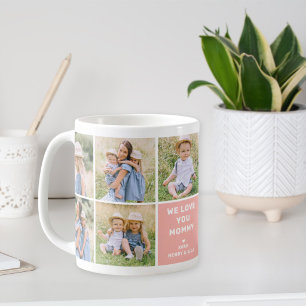 We Love Mummy Modern Pink Photo Collage Coffee Mug