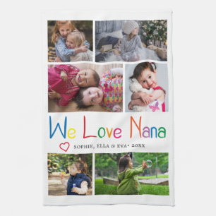 We Love Nana Photo Collage Tea Towel