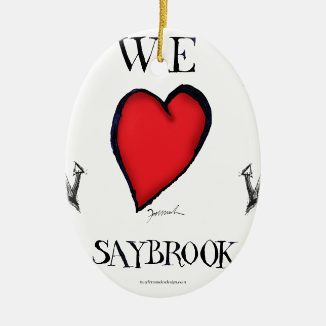 we love old saybrook connecticut ceramic tree decoration (Front)