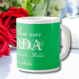 "We Love Our Dada" Cute Personalised Green & White Large Coffee Mug