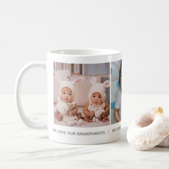 We Love Our Grandparents Photo Collage Mug (With Donut)