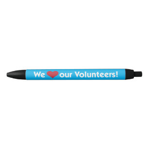 We Love Our Volunteers with Heart Icon Black Ink Pen