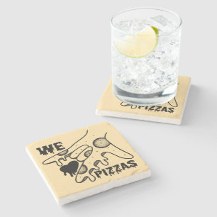 We Love Pizzas - Pizza Love - ASL ILY Obsession De Stone Coaster
