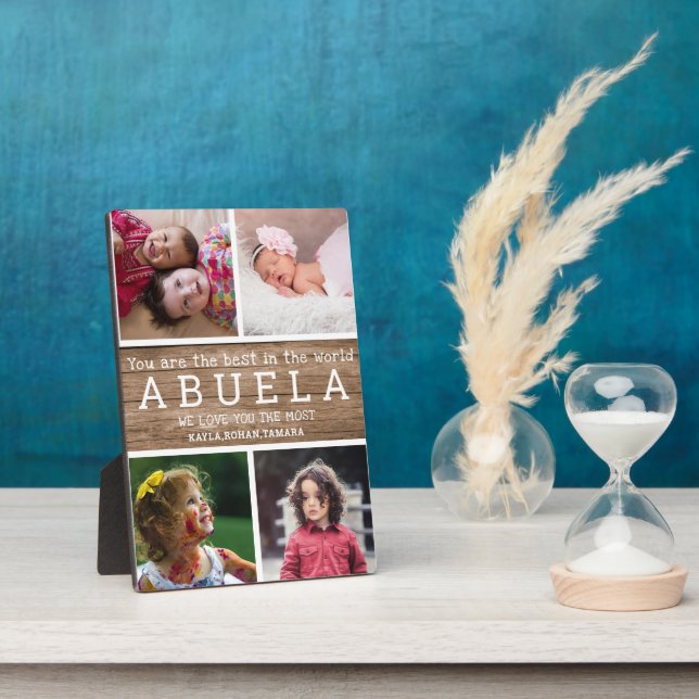 We Love You Abuela 4 Photo Collage Wood Plaque (Side)