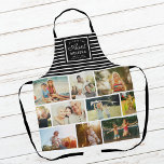 WE LOVE YOU AUNT Modern Custom Name Photo Collage Apron<br><div class="desc">We love you, Aunt ! Perfect gift for Mother's Day, Birthday, or the Holidays: A modern, chic custom name apron to be personalised by you with ten of your personal favourite photos as well as a message, names for the best auntie ever. This is the black and white striped version....</div>