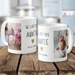 We Love You Auntie Gold Heart 2 Photo Collage   Coffee Mug<br><div class="desc">Express how much you love your aunt with affection.A photo mug with cute pictures will fill her heart with happiness.</div>