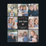 We Love You Auntie Photo Collage Simple Black Fleece Blanket<br><div class="desc">This black personalised "We love you Auntie" 8-photo collage blanket features a simple pink heart, accompanied by elegant handwritten script typography and the name of beloved nephews and nieces. An ideal and heartwarming gift for your aunt on special occasions like Mother's Day, Christmas, or birthdays. Customise it with photos of...</div>