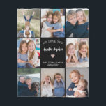 We Love You Auntie Photo Collage Simple Black Fleece Blanket<br><div class="desc">This black personalised "We love you Auntie" 8-photo collage blanket features a simple pink heart, accompanied by elegant handwritten script typography and the name of beloved nephews and nieces. An ideal and heartwarming gift for your aunt on special occasions like Mother's Day, Christmas, or birthdays. Customise it with photos of...</div>