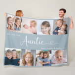 We Love you Auntie Script 8 Photo Modern Fleece Blanket<br><div class="desc">This 8-photo collage modern dusty blue fleece blanket features the heartfelt message "We love you, Auntie" with a cute heart, and the name of beloved children. A thoughtful gift for your aunt or sister and a lasting keepsake she’ll always treasure. Use the editing tool to change the background colour, adjust...</div>